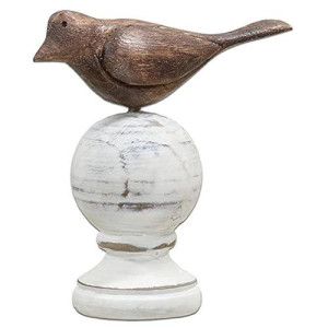 CWI Gifts 2"x5" Multi Color Wood Carved Bird Finial