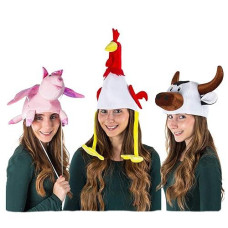 Tigerdoe Farm Animal Moving Ear Hat - 3 Pack - Party Dress Up Hats For Kids