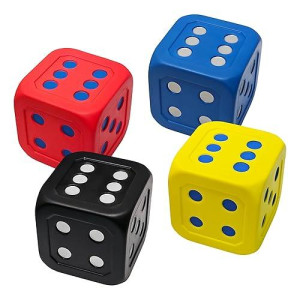 Macro Giant 6 Inch Pu Foam Jumbo Big Playing Dice, Set Of 4, Basic Color, Math Teaching, Teaching Aids, Board Games, Kid Toy