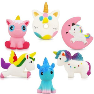 Unicorn Squishy Toys Squishies - 6 Pack Unicorn Squishies Jumbo Horse Kawaii Soft Scented Animal Squishies Pack Unicorn Gifts For Girls Galaxy Squishy Unicorn Birthday Party Favors Easter Egg Fillers