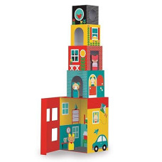 Petit Collage Peek-A-Boo Stacking Blocks Playset with Characters