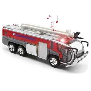 Ailejia Airport Fire Trucks For Boys, Fire Engine Toys Diecast Fire Truck Engine Pullback Friction Toy Engineering Vehicle Fire Truck Model (Red)