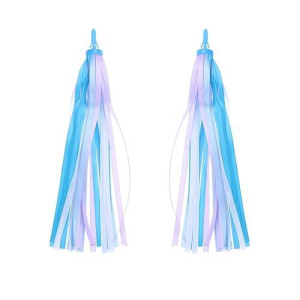 Vorcool 1 Pair Bike Handlebar Streamers Bicycle Grips Colorful Polyester Streamers Tassel Ribbons Children Baby Carrier Accessories (Blue)