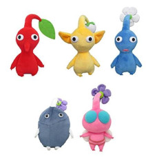 Little Buddy Set Of 5 Pikmin - Red Leaf, Blue Flower, Yellow Bud, Rock & Winged Plushes