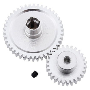 Hobbypark Metal Diff Differential Main Gear 42T & Motor Pinion Gear 27T Set For Wltoys A959-B A969-B A979-B K929-B 1/18 Scale Rc Car Upgrade Parts (Sliver)