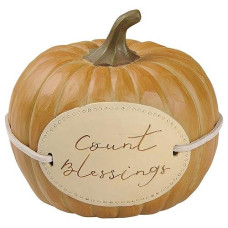 Blossom Bucket Orange Pumpkin Resin Harvest Figurine 3.5"