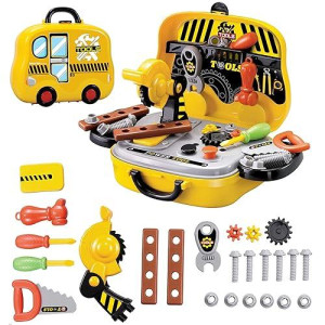 Toy Chef Kids' Pretend Tool Workshop Set - Screwdrivers, Hammer, Wrench, Screws & More Hand Tools For Boys & Girls - 31 Pieces Construction Learning Game With Storage Case - 3 Years Old And Up