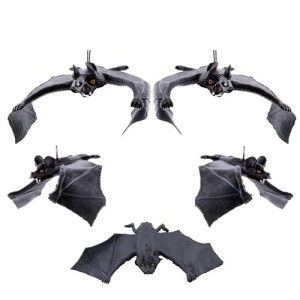 Akoak Very Ugly Rubber Bat, Halloween Decoration Prank Toy Simulation Hanging Bat,Pack Of 5