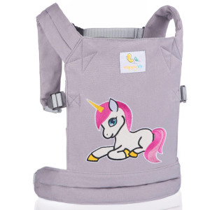 Happyvk-Baby Doll Carrier-Doll Carrier Front Back For Little Girls-Grey Unicorn