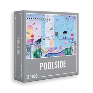 Cloudberries Poolside Puzzle, Premium 1000 Piece Jigsaw Puzzles For Adults With Cool, Retro 1980S Swimming Pool Design, Vacation Puzzles, Summer Puzzles