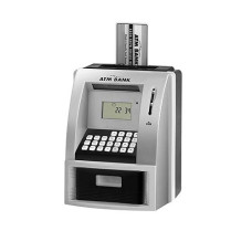 Toy Talking Atm Bank Atm Machine Savings Bank For Kids -Works Like A Real One- Deposit, Withdraw, Debit Card, Saving Target, Timer And Clock