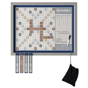 Ws Game Company Scrabble Deluxe 2-In-1 Wall Edition With Dry Erase Message Board