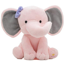 Kinrex Elephant Stuffed Animals - Stuff Animal Plush Toy For Babies Girls Boys, Elephants Plushie Teddy Bear Toys For Birth Stats Baby Shower Infant Newborn Boy & Girl, Pink Measures 9 Inches