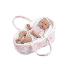 Ann Lauren Dolls 15 Inch Anatomically Correct Baby Girl Doll In Pink Bassinet- Baby Dolls