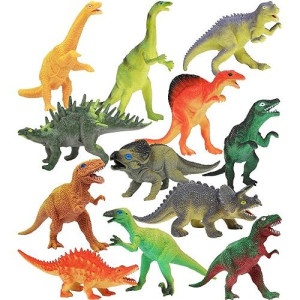 Click N' Play Click N’ Play Dinosaur Figure Toys, Jumbo 7” Inch Dinosaur Playset For Kids & Toddlers, Realistic Looking Dino Toy Set, Gift For Boys & Girls, Plastic Dinosaur Play Set, Pack Of 12