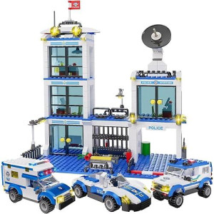 Wishalife City Police Station Building Kit, Police Car Toy, City Police Sets, With Escort Car, Prison Van, Cruiser, Learning Roleplay Stem Police Toys Birthday For Kids Boys Aged 6-12