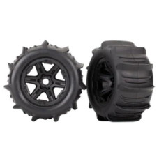 Traxxas 8674 Tires & Wheels Assembled Glued (Black 3.8' Wheels Paddle Tires Foam Inserts) (2) (Tsm Rated)