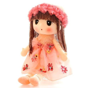 Tvoip Tulle Skirt Princess Plush Toy Phial Dolls Children Girls Doll Cute Little Girl Dolls, 18 Inch (Pink)