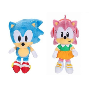 Sonic The Hedgehog 9" Plush 2-Pack, Sonic & Amy Collectible Stuffed Toy