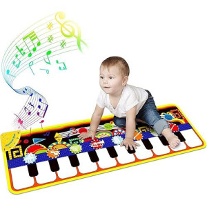 Renfox Baby Piano Mat With 25 Music Sounds, Kids Musical Playmat, Early Education Development Birthday Gift Music Toy For 1 2 3 Year Girls Boys, Piano Keyboard Touch Play Blanket For Child Toddlers