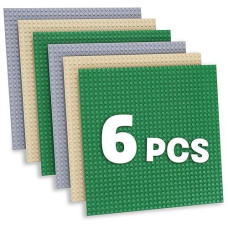 Sawaruita Pack Of 6 Classic Baseplates Building Base Plates- 10 X 10 In Building Mat Bricks Compatible All With Major Brands-Multicolored