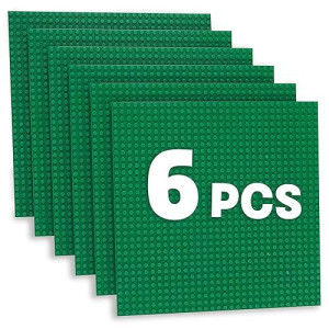 Sawaruita Pack Of 6 Classic Baseplates Building Base Plates- 10 X 10 In Building Mat Bricks Compatible All With Major Brands-（Green）