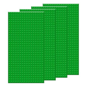 Ekind 4 Pcs Classic 5" X 10" Building Baseplates, Compatible With Major Brands Toy Bricks, Encourage Logic & Creativity Through Play, Ideal Stem Activities For Children (Green)