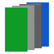 Ekind 4 Pcs Classic 5" X 10" Building Baseplates, Compatible With Major Brands Toy Bricks, Encourage Logic & Creativity Through Play, Ideal Stem Activities For Children (4 Color)