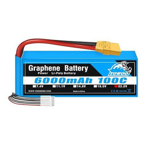 Yowoo 6S Graphene Battery 6000Mah 100C 22.2V Lipo Batteries With Xt90 Plug For Mikado Logo 550, Align T-Rex 550 600 700, Sab Goblin 630, Large Multirotors, 1/5 Scale Redcat Rally, Arrma Mojave 6S