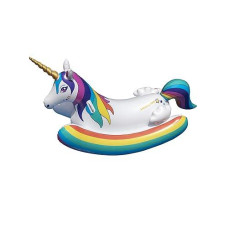 Swimline Original Rainbow Unicorn Rocking Pool Float Toy | With Easy To Grab Handles And Curved Stabilizing Side Bolsters | For Kids And Adults | For Beach Ocean Pool Lake | Heavy Duty Pvc