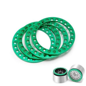 Rclions 4Pcs Aluminum Replacement Wheel Rim Beadlock Ring For 1:10Th Rc Crawler Car 1.9" Rc Wheels/Rims (Green)