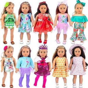 Zita Element 24 Pcs American Doll Clothes For 18 Inch Doll Clothes And Accessories - Doll Clothing Outfits Dress Swimsuits Tights For 18 Inch Dolls