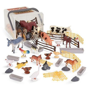 Terra By Battat - Farm Animal Figurines & Accessories - 60Pc Toy Animal Bucket For Kids - Farm Animal Toys - Cows, Pigs, Horses, Cats & More - 3 Years + - Country World