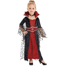 Lingway Toys Girls Vampire Costume Royal Halloween Textured Vampire Queen Dress With Accessoires,X-Large(14-16Years)