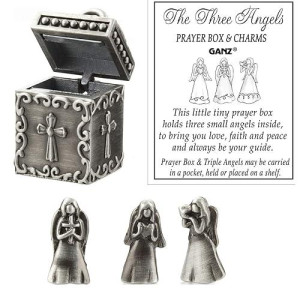 Ganz Silver Angel Prayer Box Trinket with Triple Angels Charm