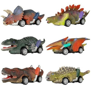 Dinobros Dinosaur Toy Pull Back Cars,6 Pack Dino Toys For 3 Year Old Boys Girls And Toddlers,Boy Toys Age 3,4,5 And Up,Pull Back Toy Cars,Dinosaur Games With T-Rex