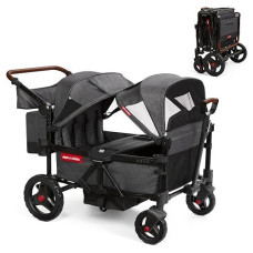 Radio Flyer Voya Stroller Wagon, 4 Seater Wagon Stroller For Kids With Low Sides, Baby Stroller Wagon, Quad Stroller