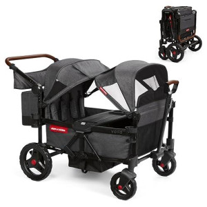 Radio Flyer Voya Stroller Wagon, 4 Seater Wagon Stroller For Kids With Low Sides, Baby Stroller Wagon, Quad Stroller