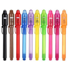 Scstyle Invisible Ink Pen 10Pcs Latest Spy Pen With Uv Light Magic Spy Marker Kid Pens For Secret Message And Birthday Party,Writing Secret Message For Easter Day Halloween Christmas Party Bag Gift