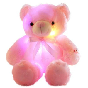 Sofipal Led Teddy Bears Stuffed Animals, Cute Glow Bear Plush Toys Creative Colorful Luminous Light Up Doll Gifts For Bedroom, Kids, Baby, Valentine (Pink,18 Inch)