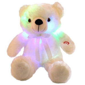 Sofipal Led Teddy Bears Stuffed Animals, Cute White Glow Bear Plush Toys Creative Colorful Luminous Light Up Doll Gifts For Bedroom, Kids, Baby, Valentine,18 Inch