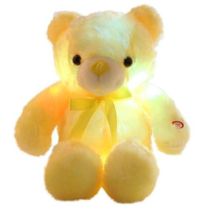 Sofipal Led Teddy Bears Stuffed Animals, Cute Yellow Glow Bear Plush Toys Creative Colorful Luminous Light Up Doll Gifts For Bedroom, Kids, Baby, Valentine,18 Inch