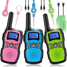 Wishouse 3 Pack Walkie Talkies for Kids - Pink Blue Green