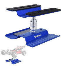 Rc Car And Truck Work Stand Repair Workstation Aluminum 360 Degree Rotation Lift/Lower Hobby Tools For 1/10 1/12 1/16 1/18 Scale (Navy Blue)