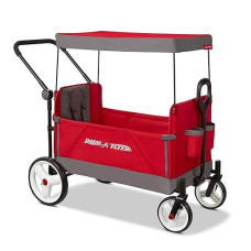 Radio Flyer Stroller Wagon With 5-Point Harnesses, Rear Brake, And Push Pull Handle, Red