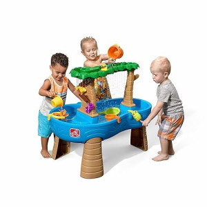 Step2 Tropical Rainforest Water Table, Kids Water And Sand Activity Sensory Playset, Summer Outdoor Toys, 13 Piece Water Toy Accessories, For Toddlers 1.5+ Years Old, Blue & Brown