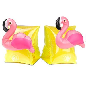 Moko Swim Arm Bands For Kids, Toddlers Begin To Swim Inflatable Pool Floats Sleeves, Cute Cartoon Swimming Wings Armlets Rings Floaties Tubes, Water Sports Learning Swim Training Aids, Flamingo