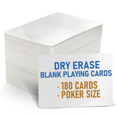 Lotfancy Blank Playing Cards, 180Pcs, Dry Erase, Reusable Flash Cards To Write On, Diy Vocabulary Study Cards, Learning Cards, Game Cards, Message Card, Gift Card, Glossy Finish, Poker Size