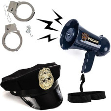 Tigerdoe Police Officer Costume - 3 Pc Set - Police Dress Up- Police Megaphone With Siren - Policeman Hat - Police Handcuffs - Cop Accessories Police Officer Toys