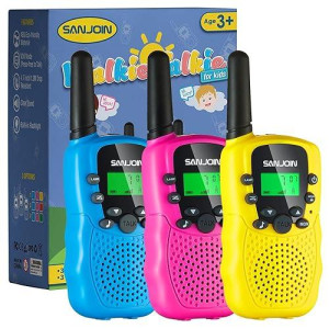 SANJOIN Walkie Talkies for Kids, 3 Pack, Blue/Pink/